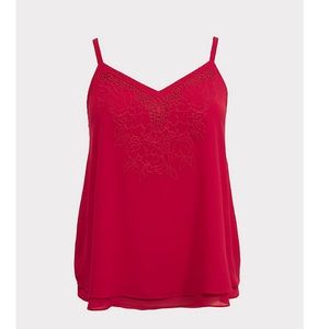 Torrid Red Embroidered Dbl Layer Swing Cami, Sz 00